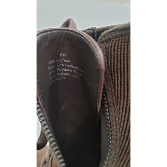 Gibson Latimer Felisa Dark Brown Cow Suede/Fabric/Leather Combat Heeled Boot 8 M - Picture 9 of 11